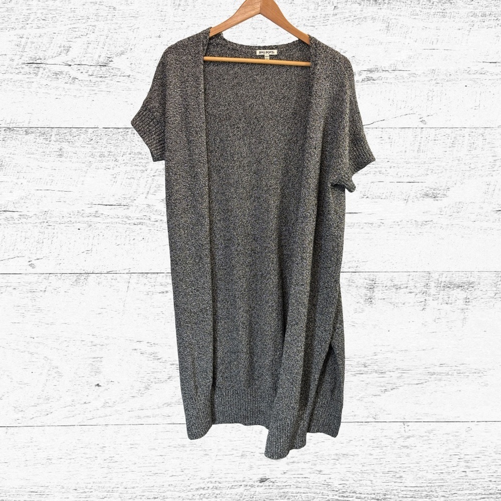 Gray Open-Front Cardigan